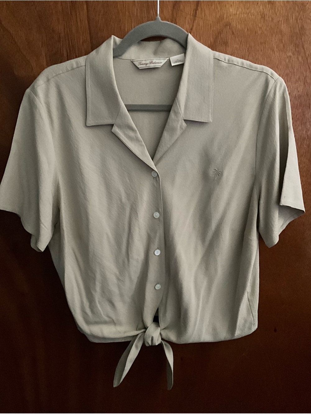 Tommy Bahama Sage Tie-Front Short Sleeve Button Shirt